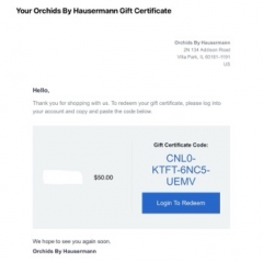 Hausermanns Digital eGift Certificates for Online Redemption Only